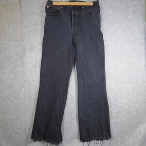 Levis Premium Womens Ribcage Crop Flare Button Fly Raw Hem Jeans 30 READ